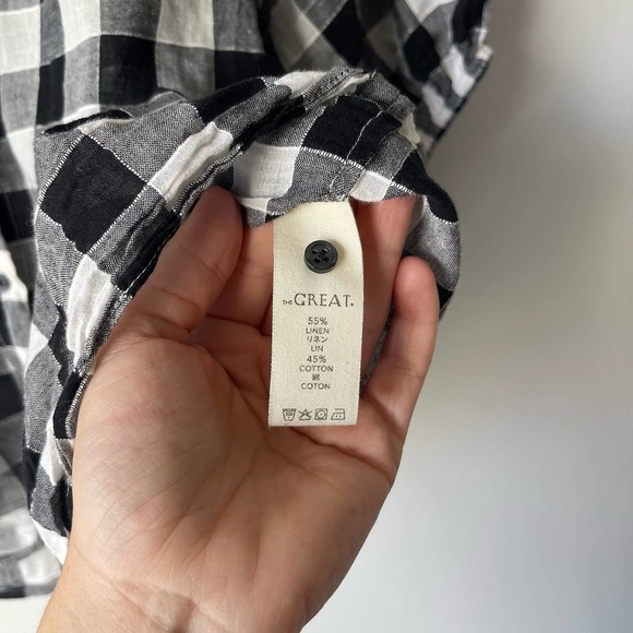 The GREAT Women's Carriage Gingham Blouse Black White Size 1 - Picture 6 of 6